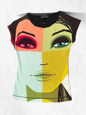 CUSTO Barcalona color block Multicoloured graphic top